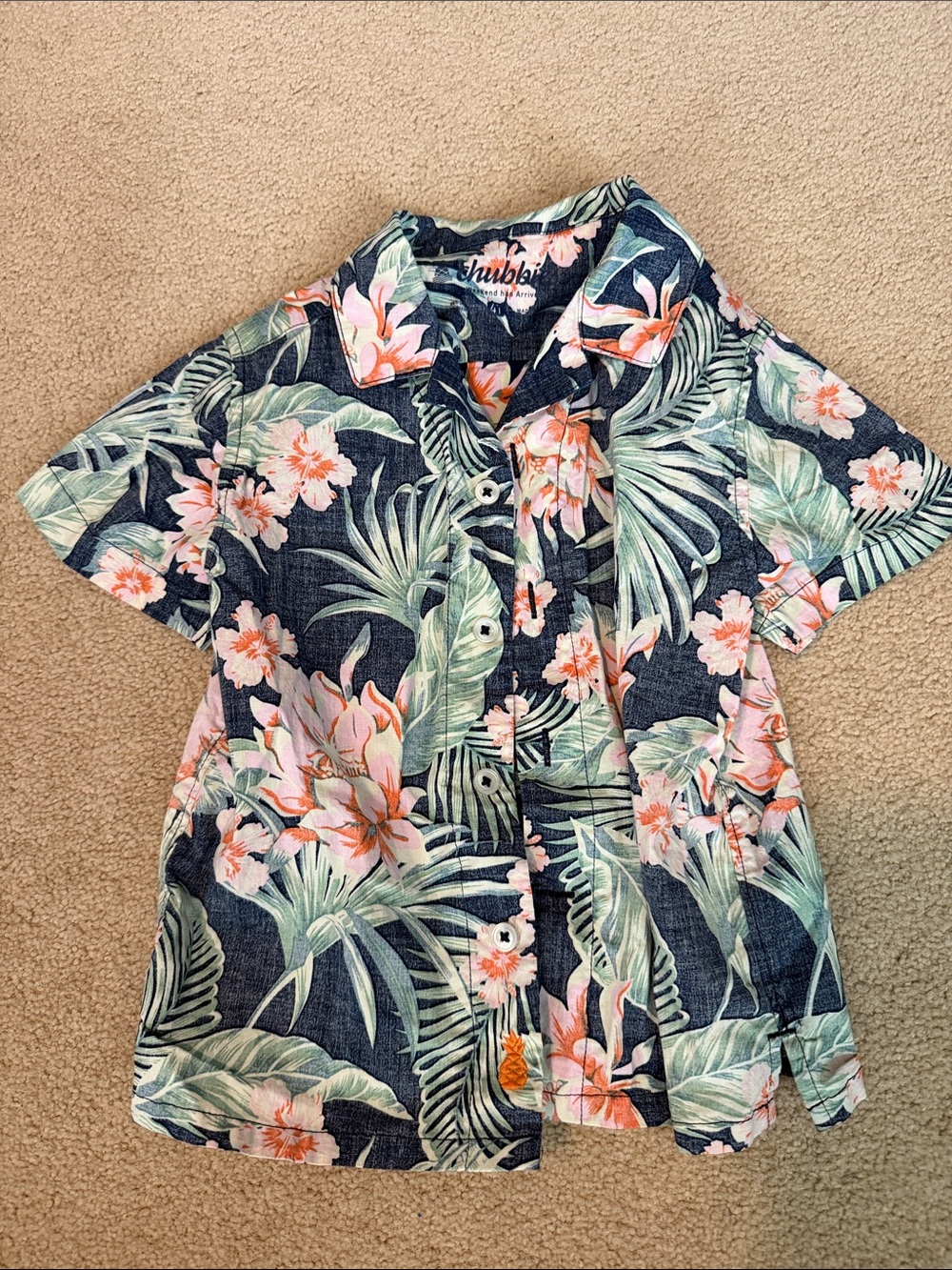 4T Chubbies The Resort Wear (Toddler Sunday) Shirt, navy floral camp shirt, EUC